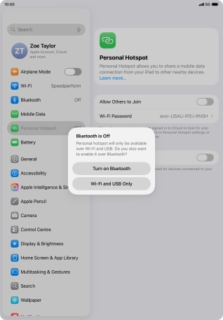 If Wi-Fi is turned on, press Wi-Fi and USB Only.