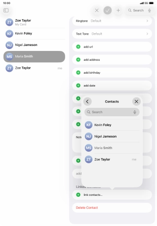 Press the required contact.