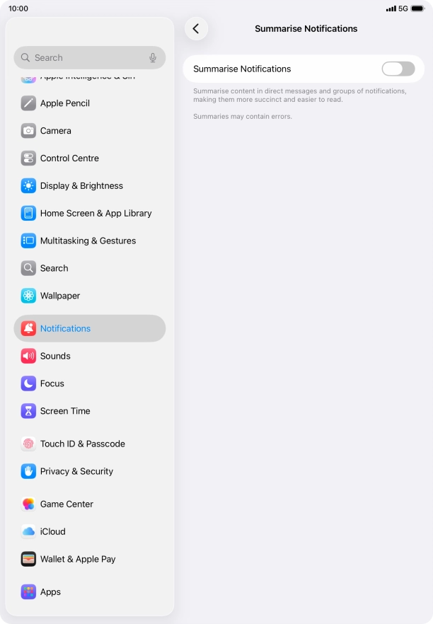 Press the indicator next to 