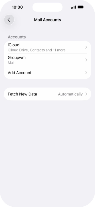 Press the name of the email account you've just set up.