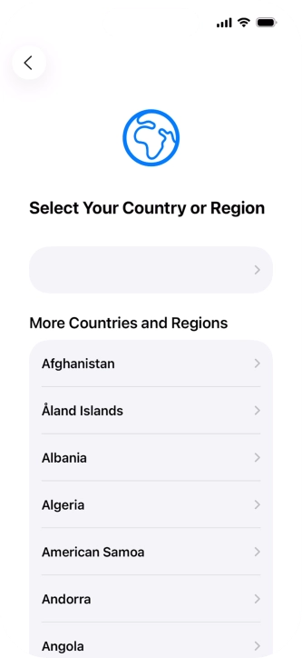 Press the required country or area.