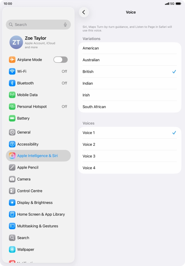 Press the required accent.