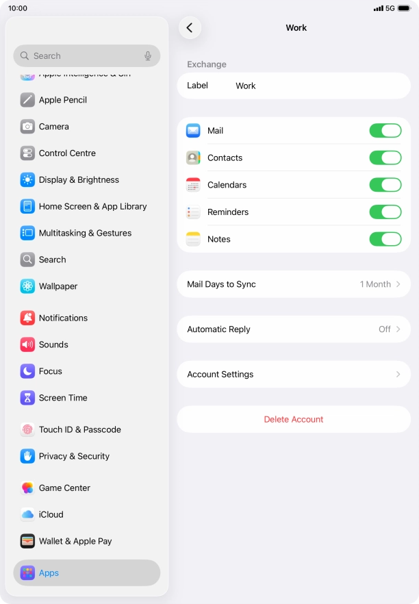 Press Account Settings.