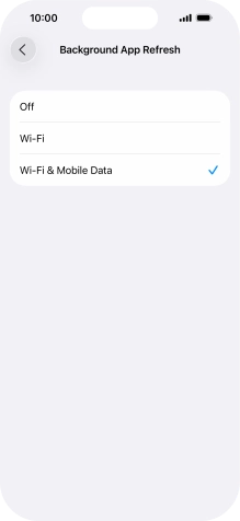 To turn off background refresh of apps, press Off.