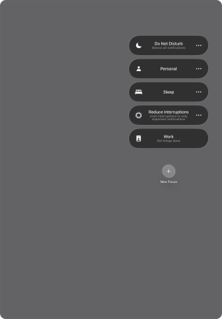 Press the required focus mode to activate or deactivate it immediately.