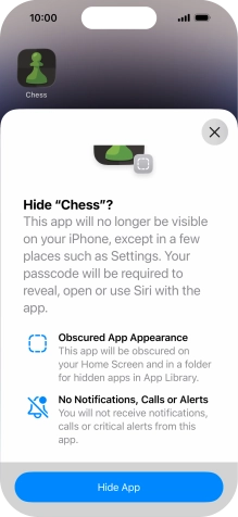 Press Hide App.