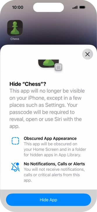 Press Hide App.