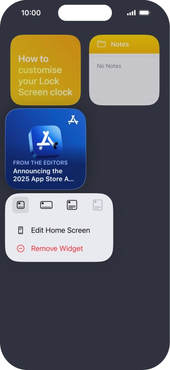 Press Remove Widget.
