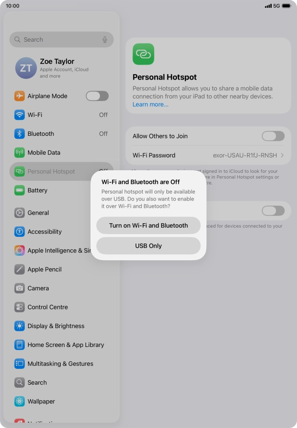 If Wi-Fi is turned off, press Turn on Wi-Fi and Bluetooth.
