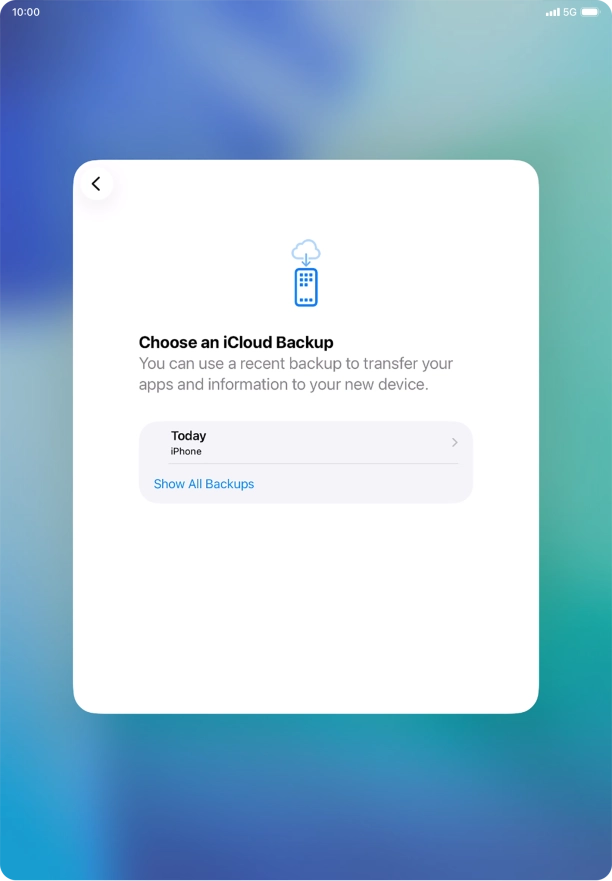 Press the required backup and your tablet restores the content of the selected backup. Subsequently, follow the instructions on the screen to set up your tablet and prepare it for use.