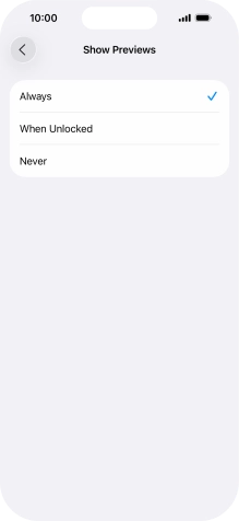 To select notification preview on the lock screen, press Always.