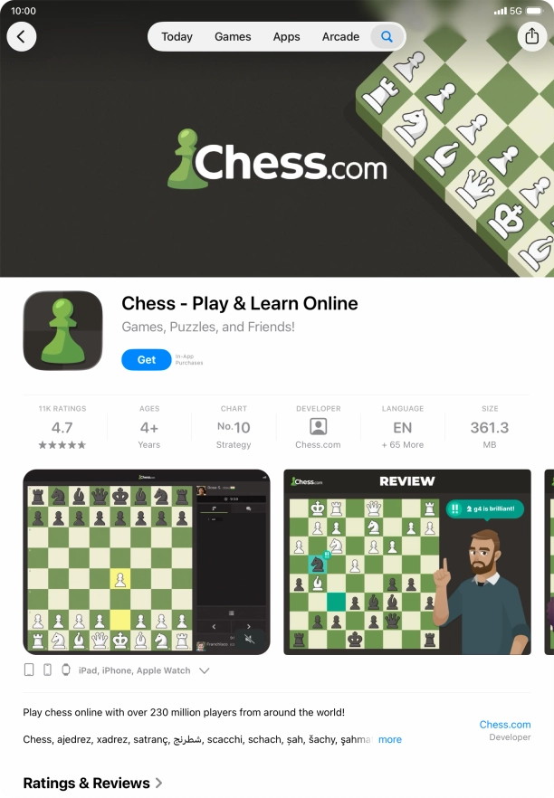 Press Get and follow the instructions on the screen to install the app.