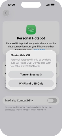 If Wi-Fi is turned on, press Wi-Fi and USB Only.