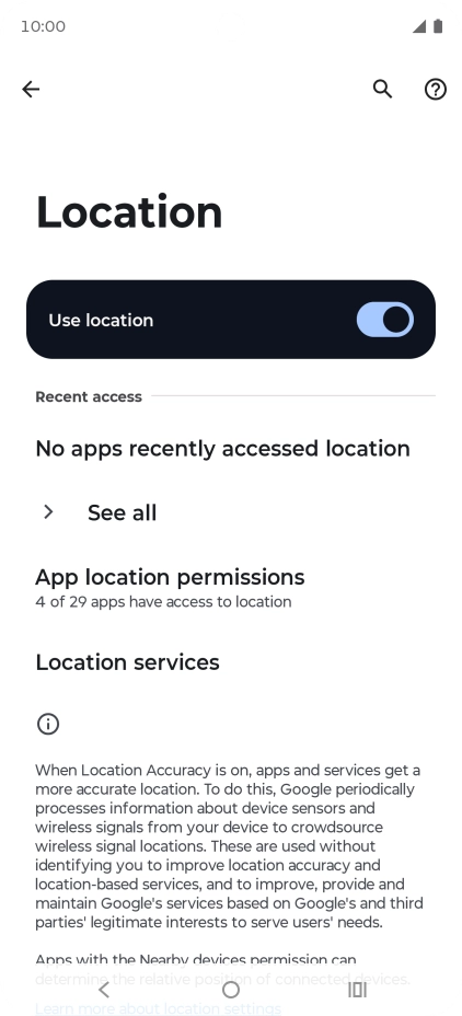 Press App location permissions. Press App location permissions.