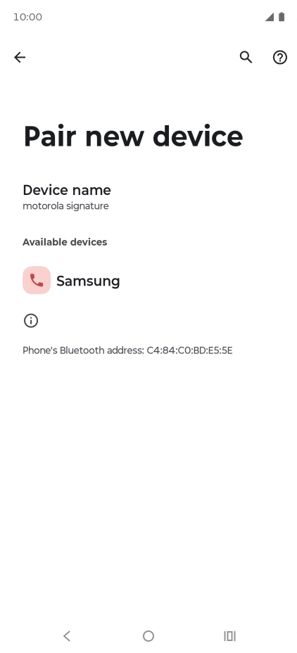 Press the required Bluetooth device and follow the instructions on the screen to pair the device with your phone.