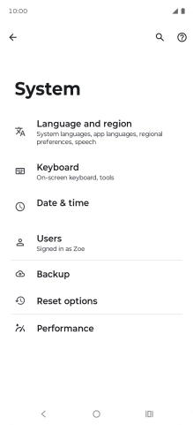 Press Reset options.