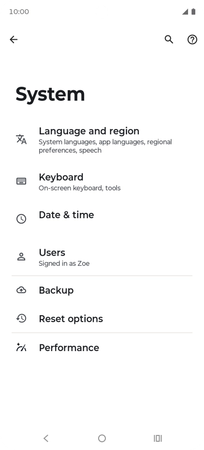 Press Reset options.