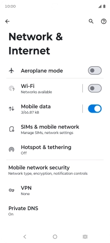 Press SIMs & mobile network.