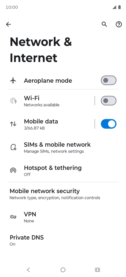 Press SIMs & mobile network.