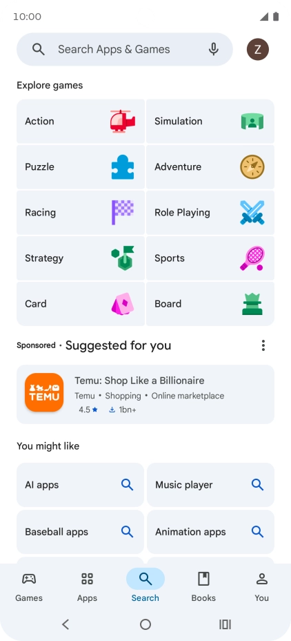 Press the search field. Press the search field.