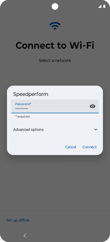 Key in the password for the Wi-Fi network and press Connect. Key in the password for the Wi-Fi network and press Connect.