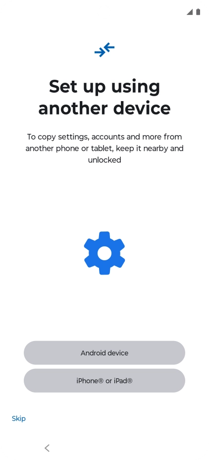 You can transfer the contents of another phone to your phone when it's activated for the first time and after a factory reset. When this screen is displayed, your phone is ready to transfer content from another phone. You can transfer the contents of another phone to your phone when it's activated for the first time and after a factory reset. When this screen is displayed, your phone is ready to transfer content from another phone.