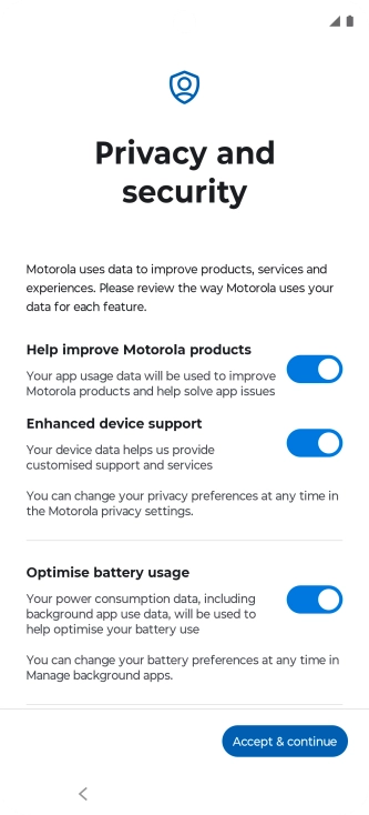 Press the indicators next to the required settings to select them. Press the indicators next to the required settings to select them.