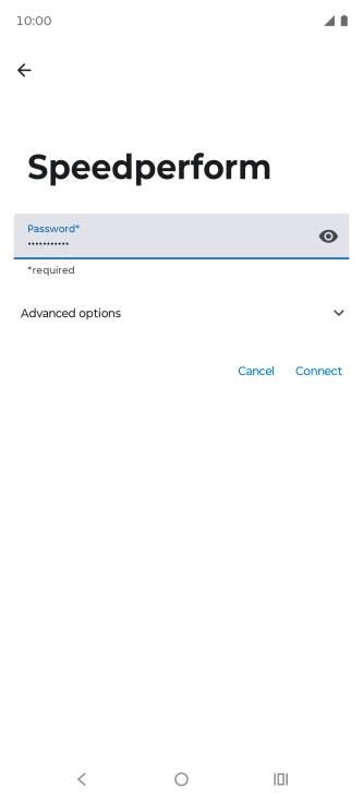 Key in the password for the Wi-Fi network and press Connect.