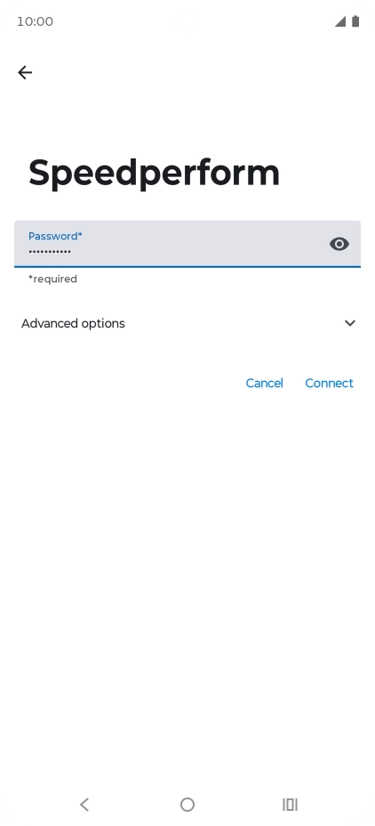 Key in the password for the Wi-Fi network and press Connect.