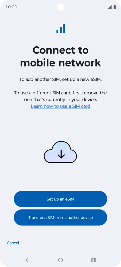 Press Set up an eSIM.