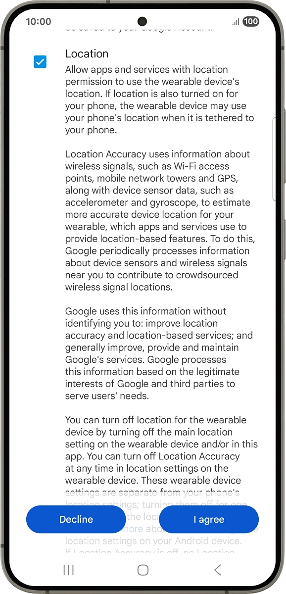 On your phone: Press I agree.