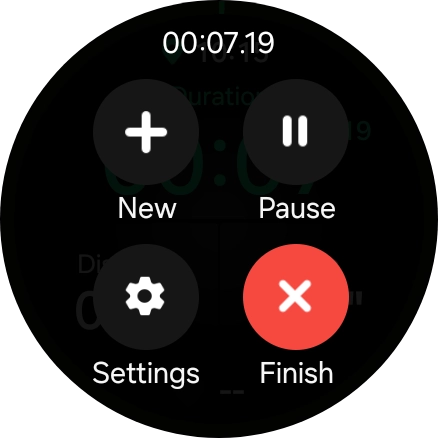 Press Finish to end an activity.