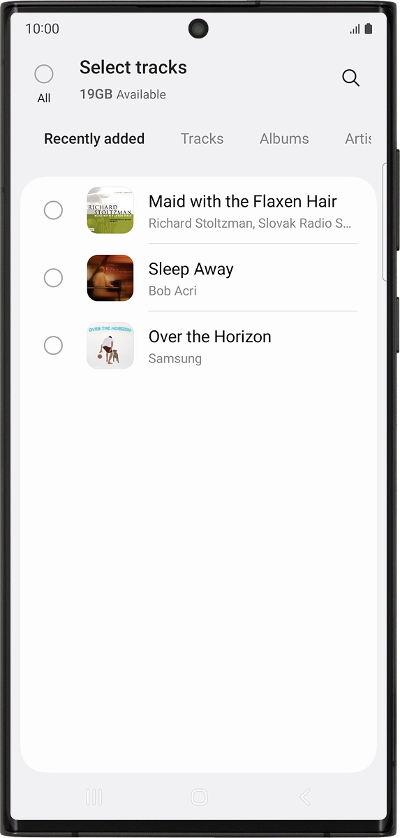 On your phone: Press the required audio files  to select them.