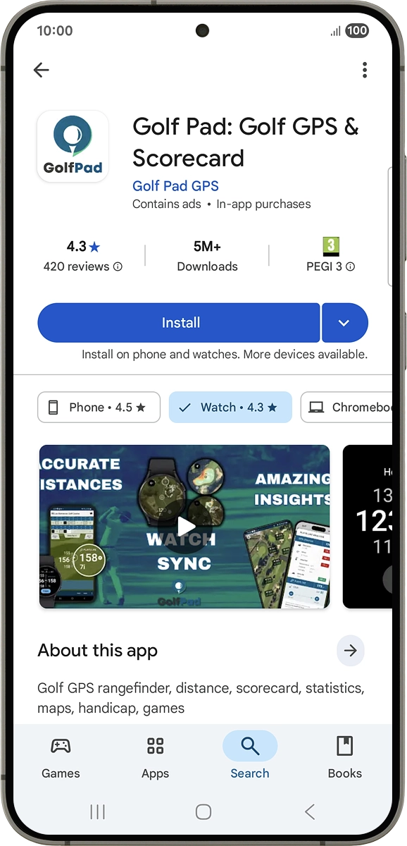 On your phone: Press Install and follow the instructions on the screen to install the app.