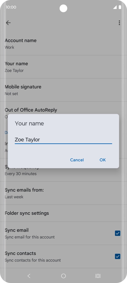 Key in the required sender name and press OK.