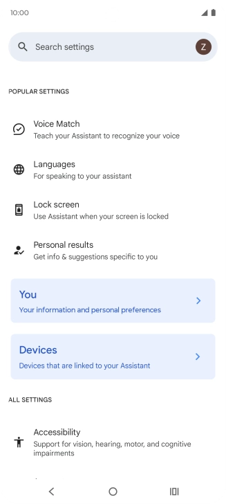 Press Voice Match and follow the instructions on the screen to turn automatic activation of Google Assistant on or off.