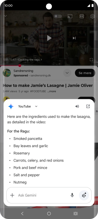 The answer from Gemini to your question is displayed.