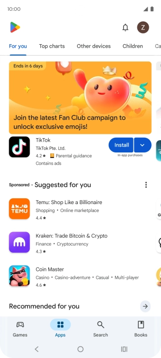 Press the profile icon.