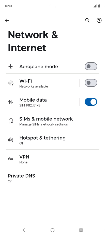 Press SIMs & mobile network.