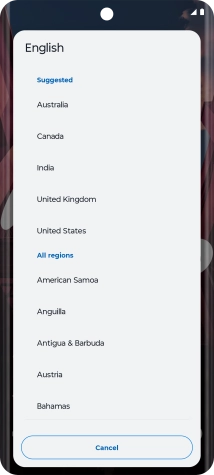 Press the required country or area. Press the required country or area.