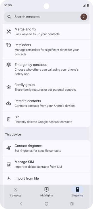 Press Manage SIM. Press Manage SIM.
