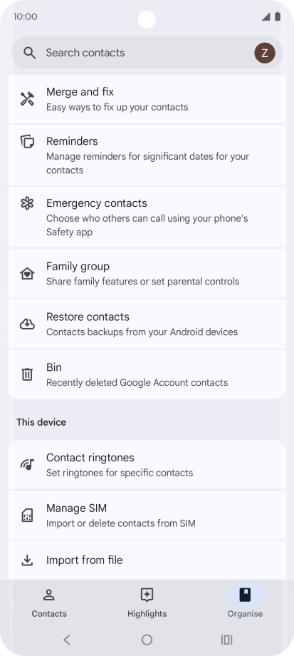 Press Manage SIM. Press Manage SIM.