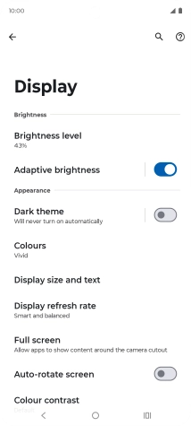 Press Brightness level.