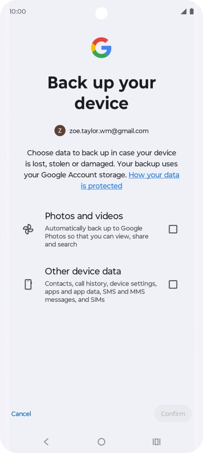 Press the fields next to the required data types to select them.