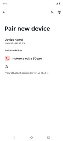 Press the required Bluetooth device and follow the instructions on the screen to pair the device with your phone.