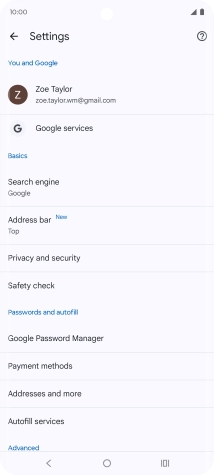Press Privacy and security.