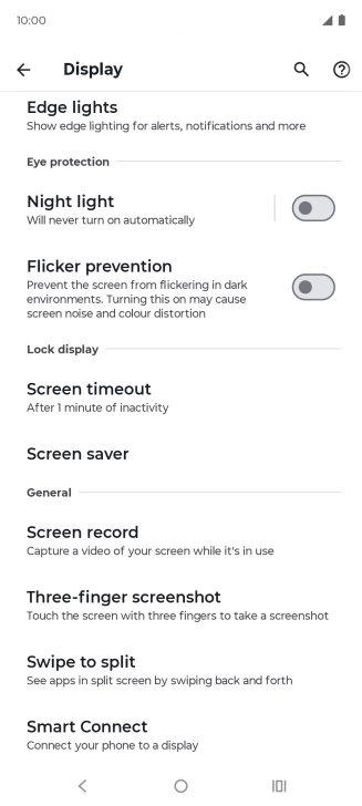 Press Screen timeout.