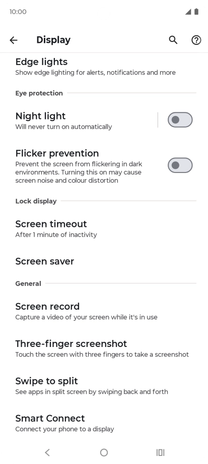 Press Screen timeout.