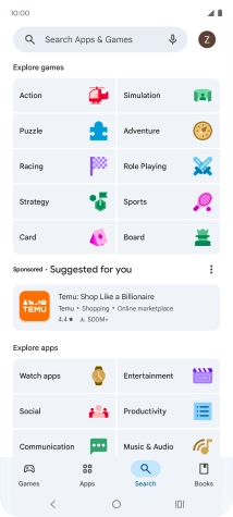Press the search field.