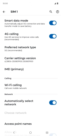 Press Preferred network type.